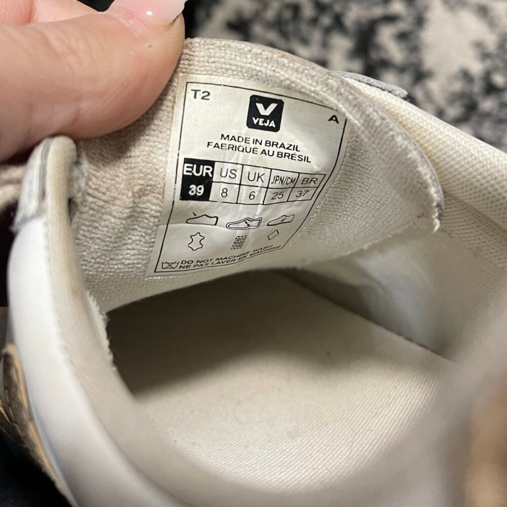 VEJA ESPLAR LEATHER WHITE PLATINE Sneakers Women's Size 8 - Picture 6 of 6